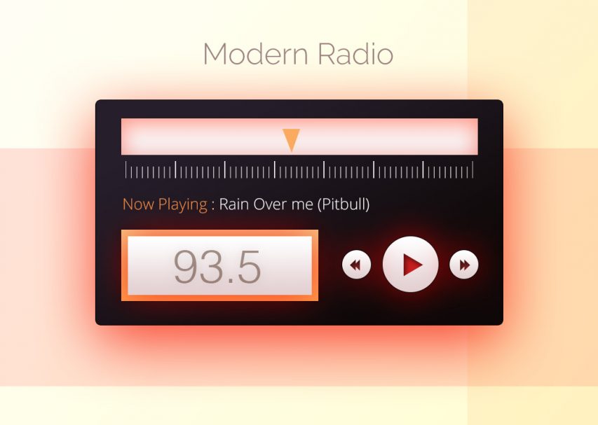 Modern Radio Widget UI Free PSD