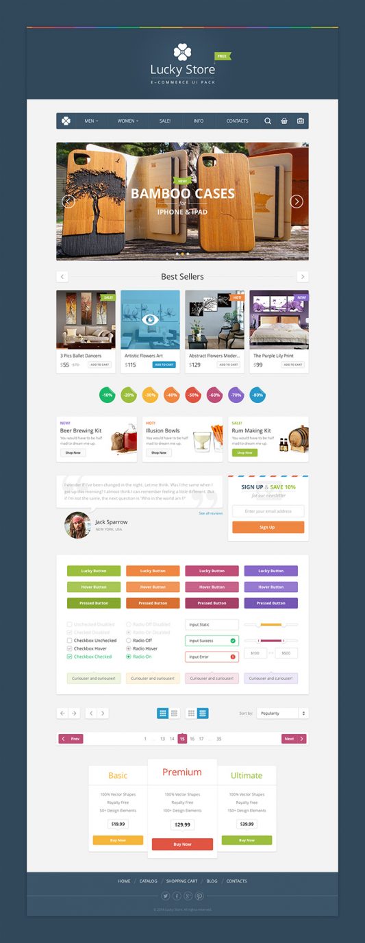 Colorful eCommerce Online Store UI Kit Free PSD