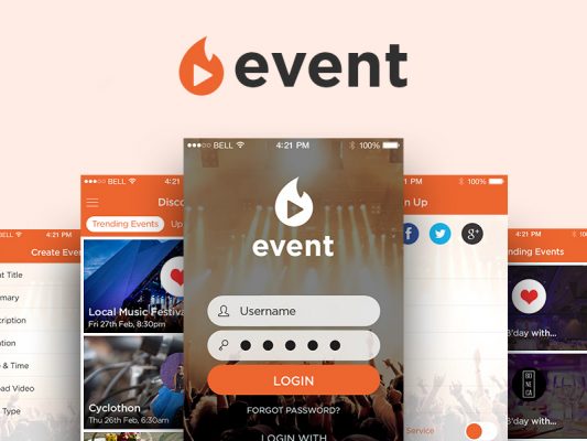 Event Mobile App UI Kit Free PSD