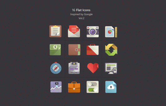 Google Material Style Flat Icons Free PSD