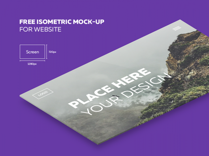 Free Isometric Website Mockup Free PSD at FreePSD.cc