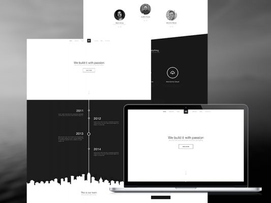 One Page Flat Black and White PSD Template