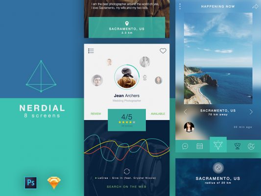 People and Places Search App UI Free PSD