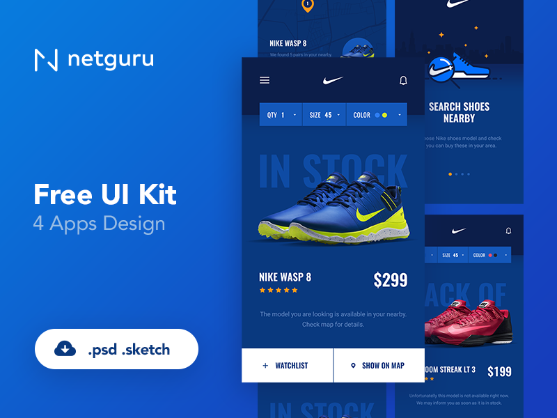 Shoes eCommerce Mobile App UI Kit Free PSD